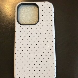 iPhone 16 pro Polka Dot White Phone Case with Black Accents - Protective Cover